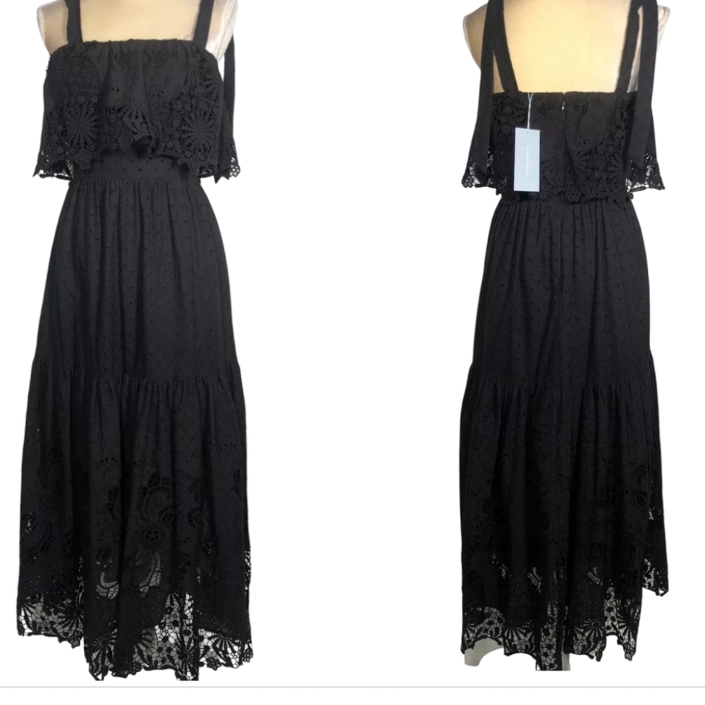 Antonio Melani Black eyelet Dress Midi NWT sz 8 - Picture 6 of 15